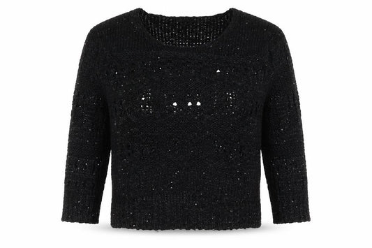 V & K Womens Black Round Neck Polyester Pullover Jumper Size 10