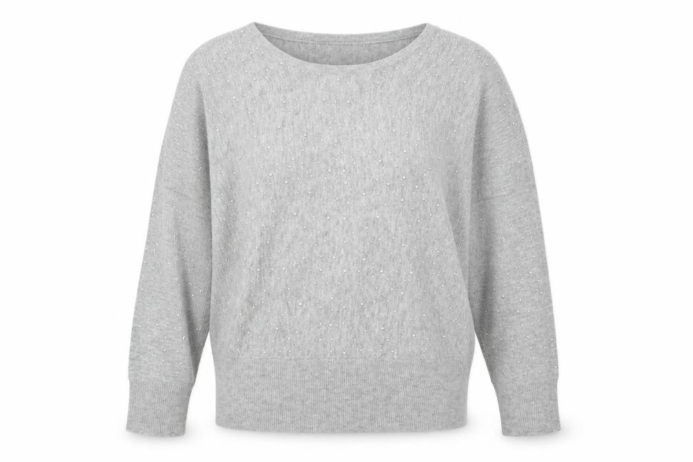 Apricot Womens Grey Round Neck Polyester Pullover Jumper Size 10