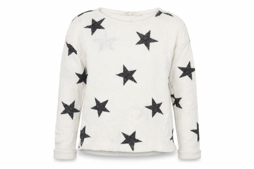 H&M Girls White Scoop Neck Geometric Viscose Pullover Jumper Size 9-10 Years Pullover - Stars