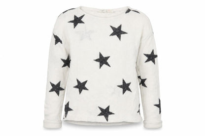 H&M Girls White Scoop Neck Geometric Viscose Pullover Jumper Size 9-10 Years Pullover - Stars