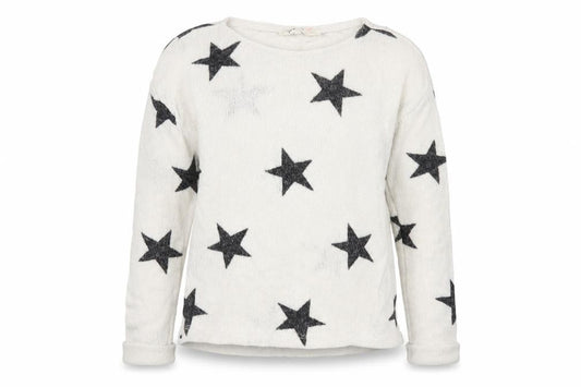 H&M Girls White Scoop Neck Geometric Viscose Pullover Jumper Size 9-10 Years Pullover - Stars