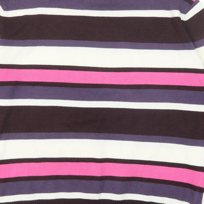 YS Collection Womens Multicoloured Mock Neck Striped Acrylic Pullover Jumper Size 16