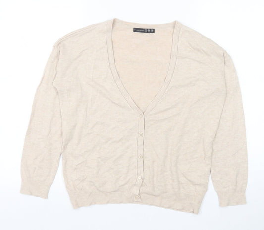 Atmosphere Womens Beige V-Neck Viscose Cardigan Jumper Size 12