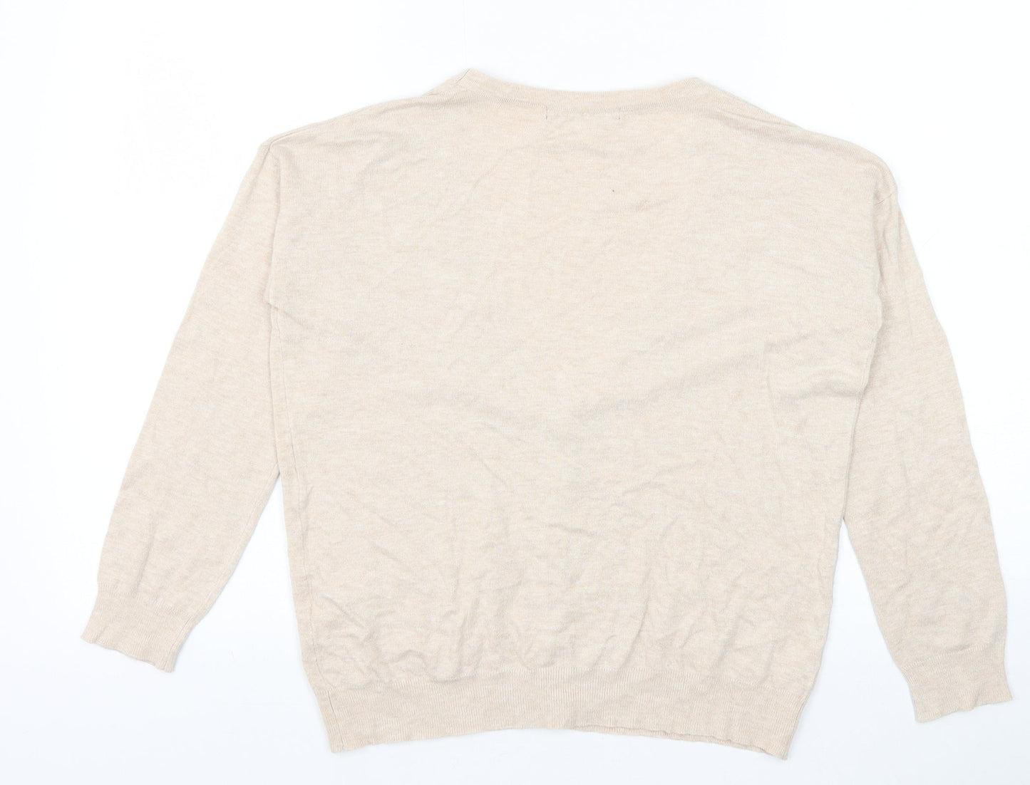 Atmosphere Womens Beige V-Neck Viscose Cardigan Jumper Size 12