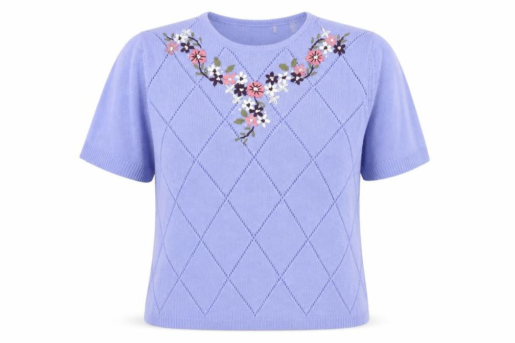 Anthology Womens Purple Crew Neck Argyle/Diamond Acrylic Pullover Jumper Size 16 Pullover