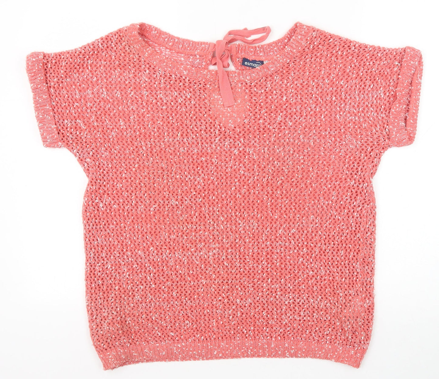 ESMARA Womens Pink Boat Neck Polyester Pullover Jumper Size M Tie