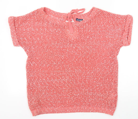 ESMARA Womens Pink Boat Neck Polyester Pullover Jumper Size M Tie