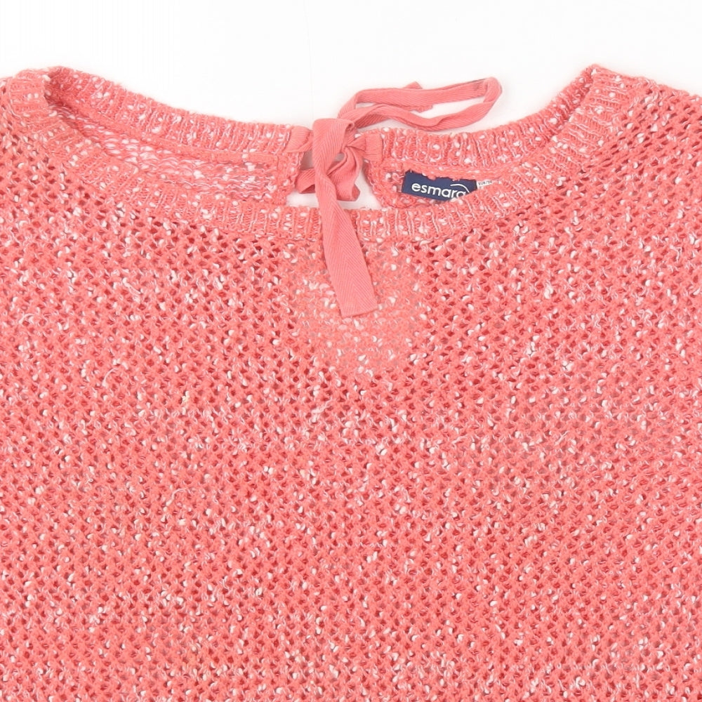 ESMARA Womens Pink Boat Neck Polyester Pullover Jumper Size M Tie