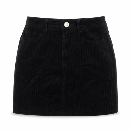 New Look Womens Black Cotton A-Line Skirt Size 8 Zip
