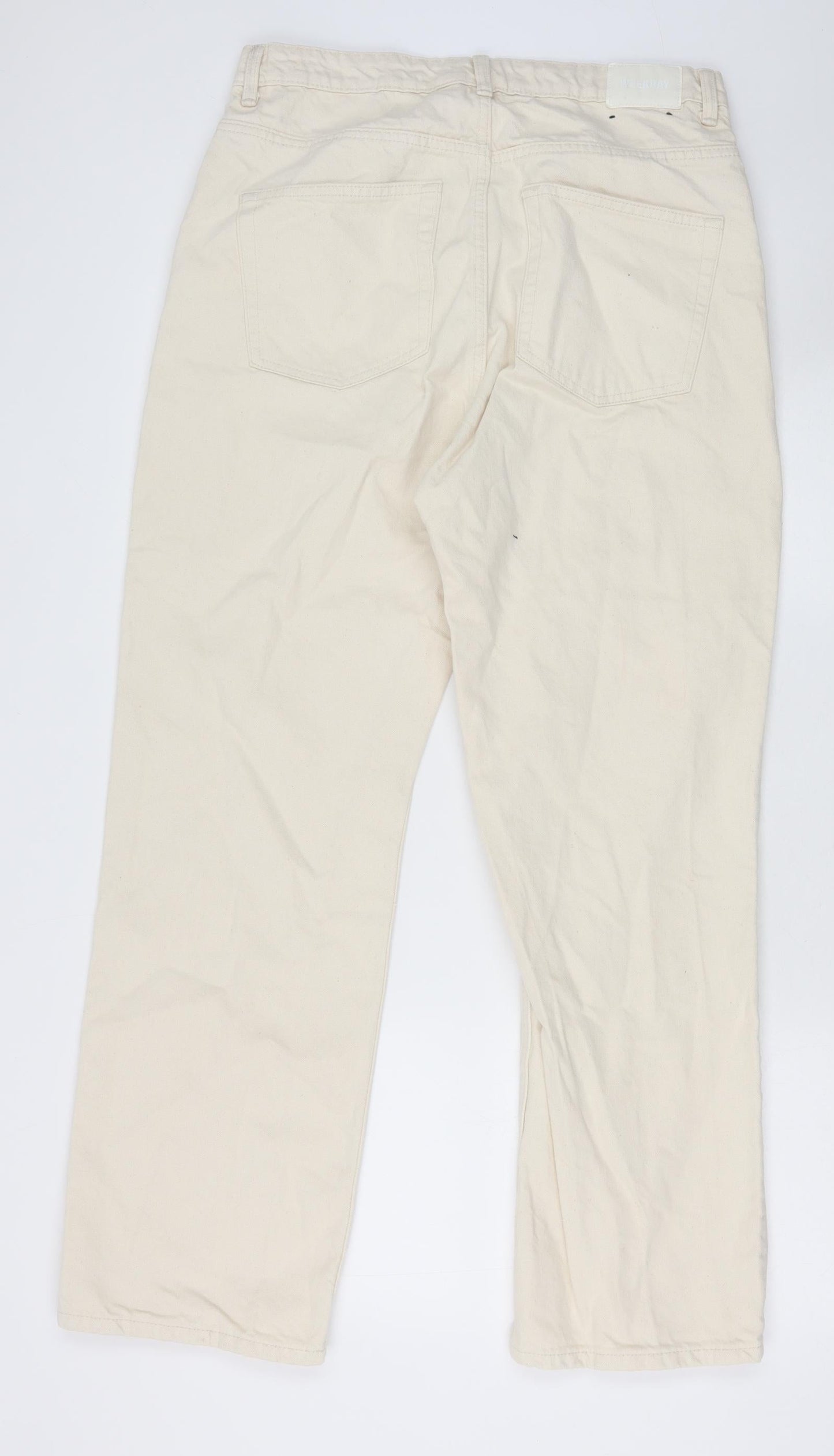 Weekday Womens Ivory Cotton Straight Jeans Size 32 in Regular Zip