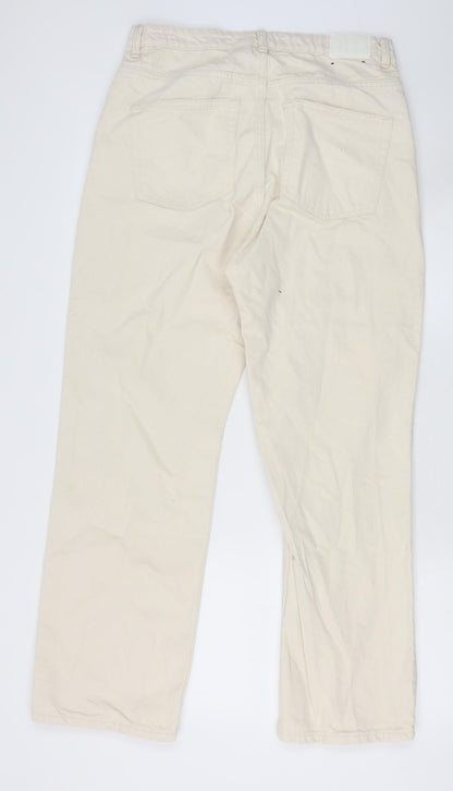 Preloved Weekday Womens Ivory Cotton Straight Jeans Size 32 in Regular Zip - Back
