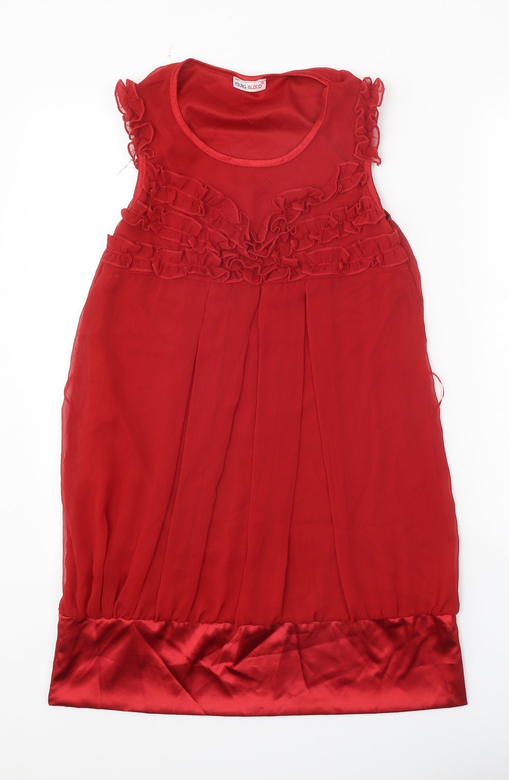 Young Blood Womens Red Polyester A-Line Size 8 Round Neck Pullover
