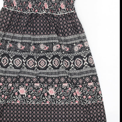 Who & Why Womens Black Geometric Polyester A-Line One Size Off the Shoulder Pullover