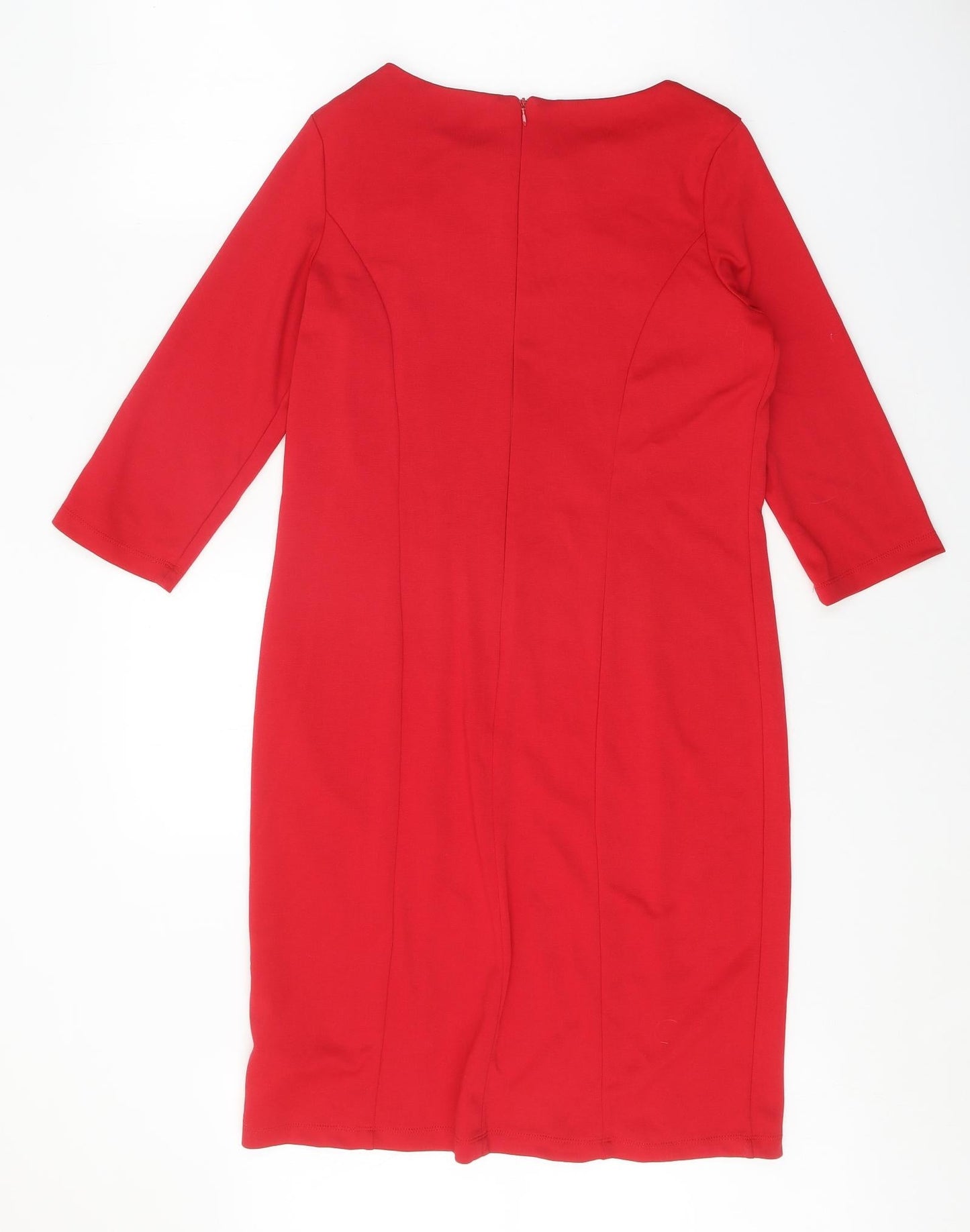 Collexion Womens Red Polyester Shift Size M Round Neck Zip