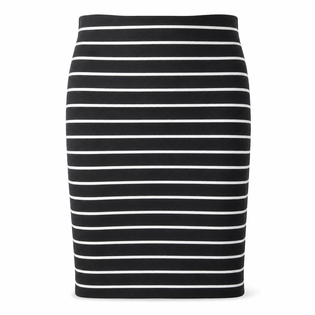 H&M Womens Black Striped Cotton Straight & Pencil Skirt Size S