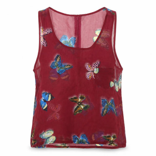 Cameo Rose Womens Red Geometric Polyester Basic Tank Size 12 Round Neck - Butterfly Print