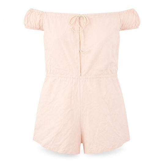 Womens Pink Polyester Playsuit One-Piece Size M Tie