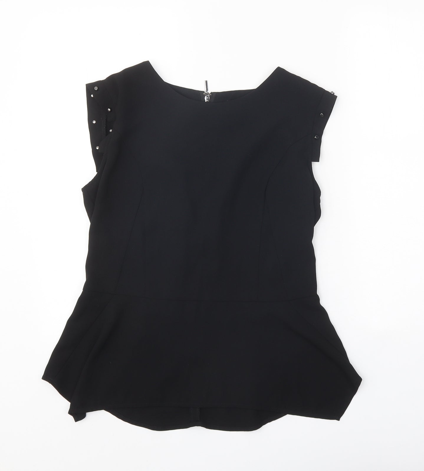 H&M Womens Black Polyester Basic Blouse Size 12 Round Neck