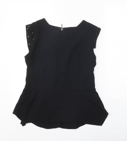 H&M Womens Black Polyester Basic Blouse Size 12 Round Neck