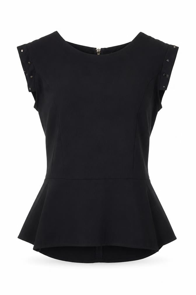 H&M Womens Black Polyester Basic Blouse Size 12 Round Neck