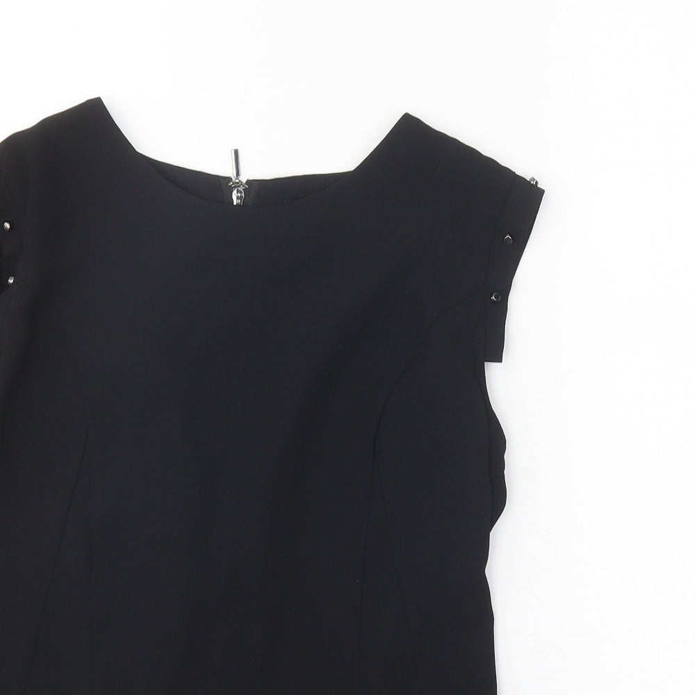 H&M Womens Black Polyester Basic Blouse Size 12 Round Neck