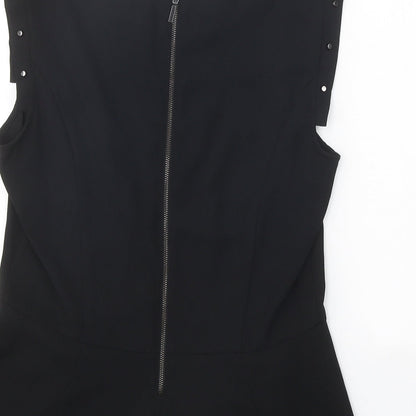 H&M Womens Black Polyester Basic Blouse Size 12 Round Neck