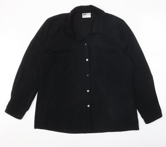 Sara Woman Womens Black Polyester Basic Button-Up Size 20 Collared