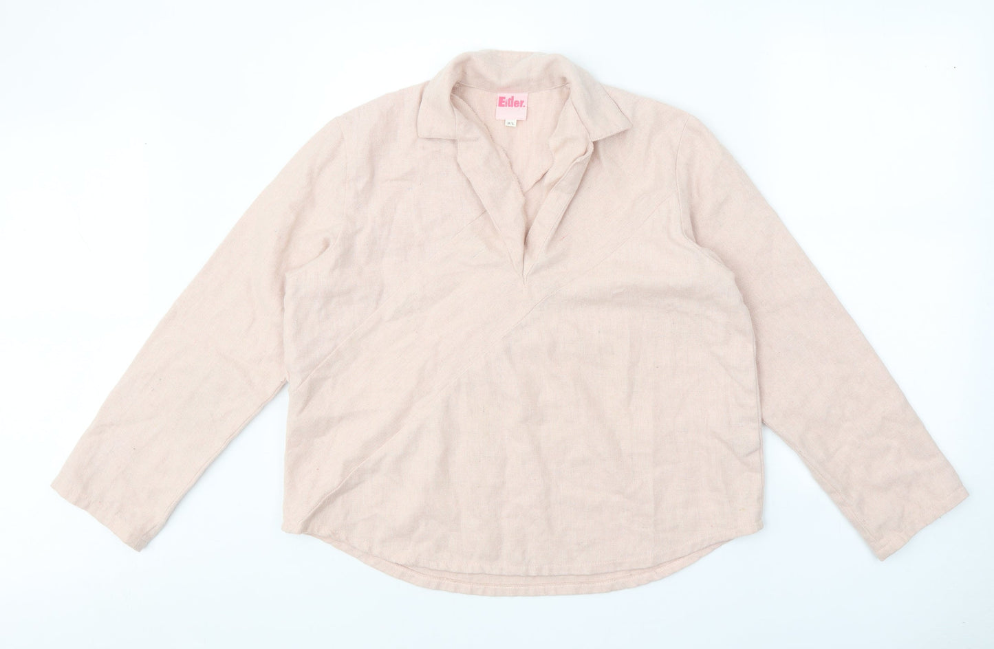 Eider Womens Pink V-Neck Cotton Pullover Jumper Size M