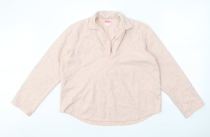 Eider Womens Pink V-Neck Cotton Pullover Jumper Size M