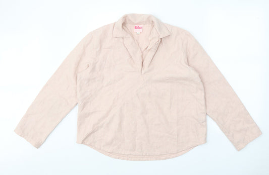 Eider Womens Pink V-Neck Cotton Pullover Jumper Size M