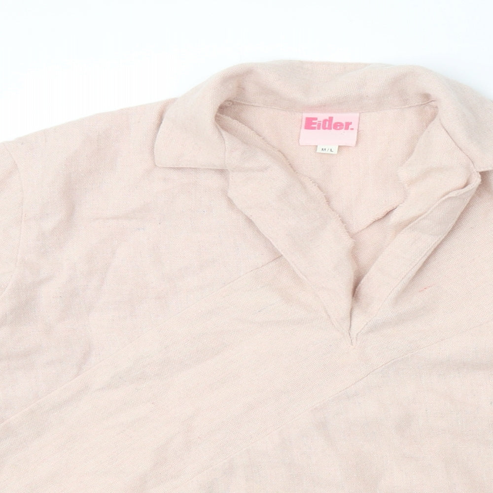 Eider Womens Pink V-Neck Cotton Pullover Jumper Size M