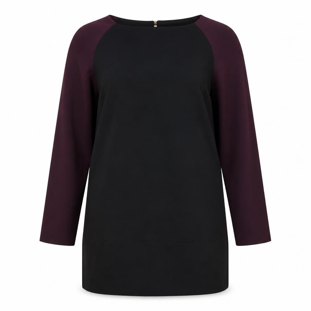 Zara Womens Black Colourblock Polyester A-Line Size M Round Neck Zip