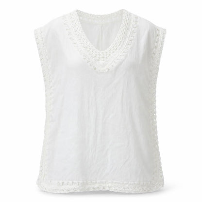 SHEIN Womens White Geometric Polyester A-Line One Size V-Neck Pullover