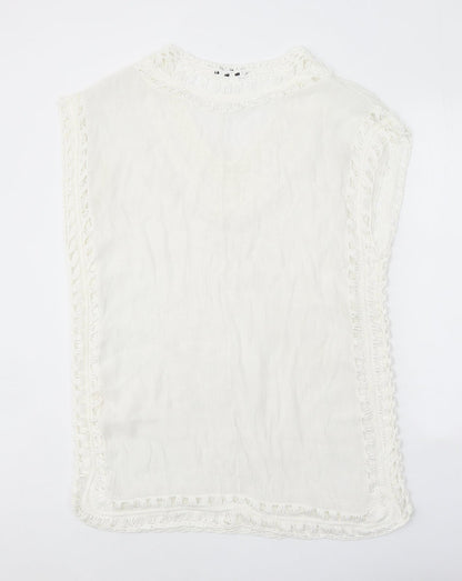 SHEIN Womens White Geometric Polyester A-Line One Size V-Neck Pullover