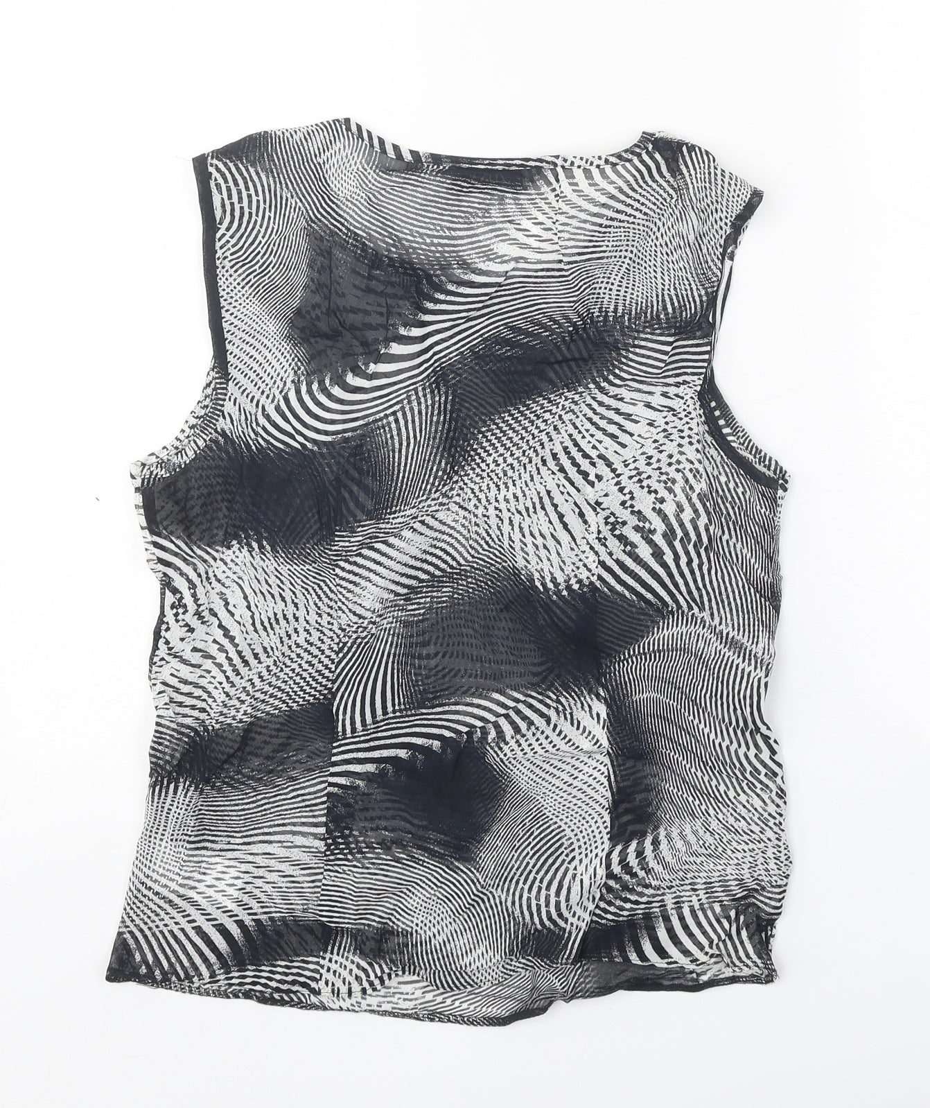 Zona New Classics Womens Black Geometric Polyester Basic Tank Size 14 Round Neck