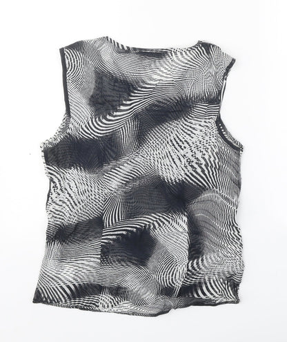 Zona New Classics Womens Black Geometric Polyester Basic Tank Size 14 Round Neck