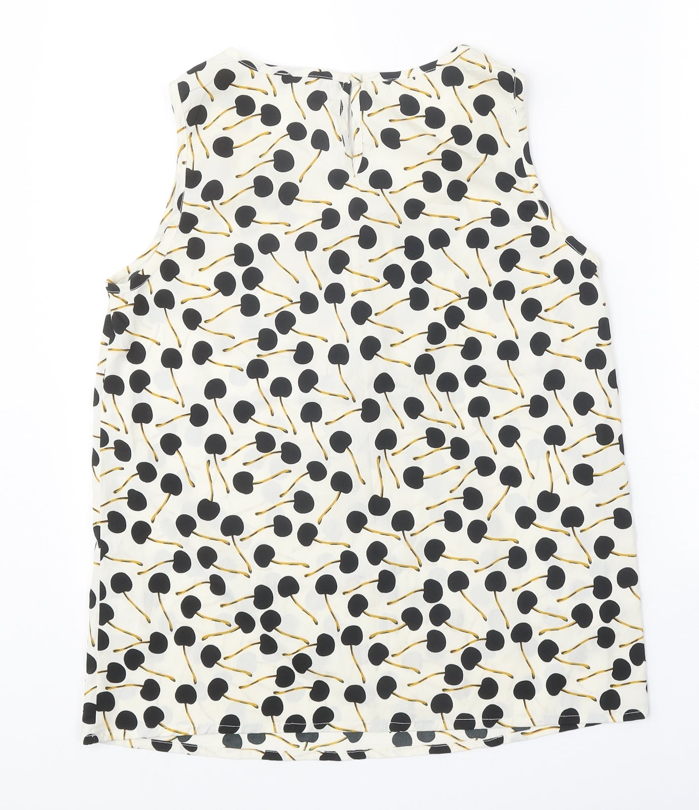 VILA Womens White Geometric Polyester Basic Tank Size S Scoop Neck - Cherry