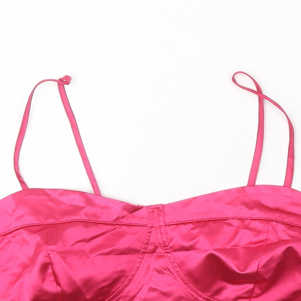 Y&G Womens Pink Polyester Cropped Tank Size L Sweetheart - Bralette
