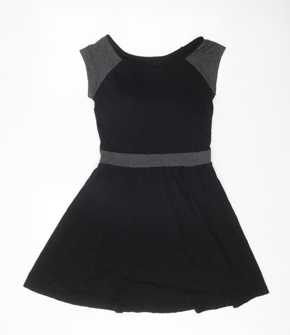 Womens Black Colourblock Modal Fit & Flare One Size Round Neck Pullover