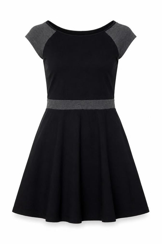 Womens Black Colourblock Modal Fit & Flare One Size Round Neck Pullover