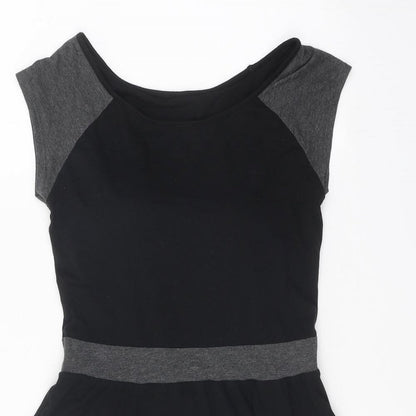 Womens Black Colourblock Modal Fit & Flare One Size Round Neck Pullover