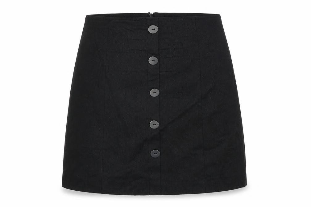 Mango Womens Black Cotton A-Line Skirt Size L Zip