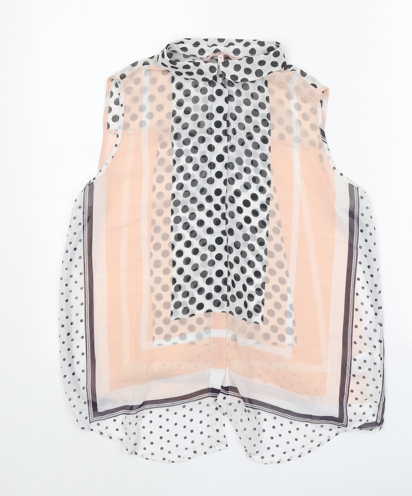 NEXT Womens White Polka Dot Polyester Basic Blouse Size 10 Collared