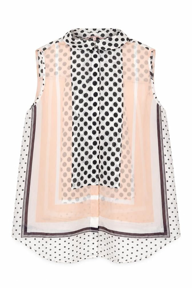 NEXT Womens White Polka Dot Polyester Basic Blouse Size 10 Collared