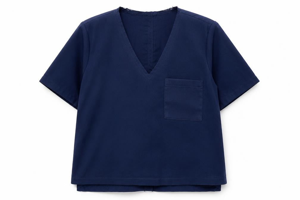 Topshop Womens Blue Polyester Basic Blouse Size 8 V-Neck