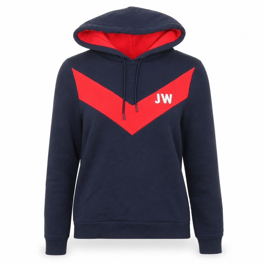 Jack Wills Womens Blue Colourblock Cotton Pullover Hoodie Size 6 Pullover