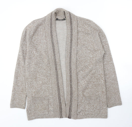 Envy Womens Beige V-Neck Acrylic Cardigan Jumper Size M - Size M-L