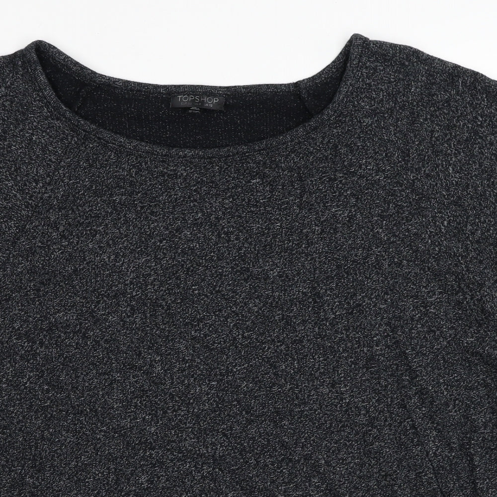 Topshop Womens Black Scoop Neck Polyester Pullover Jumper Size 12