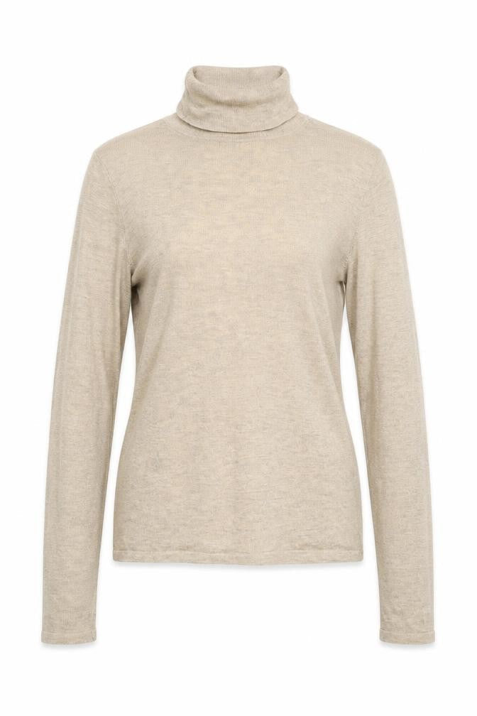 Mouggan Womens Beige Roll Neck Polyester Pullover Jumper Size M