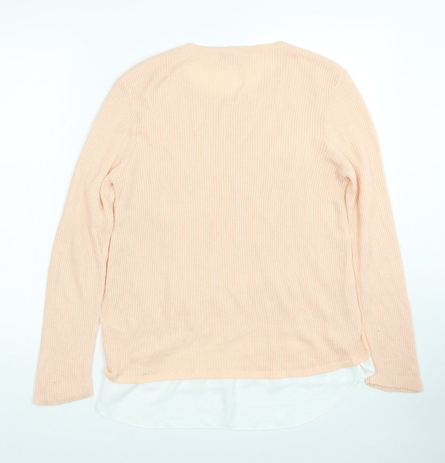 Peacocks Womens Orange Round Neck Acrylic Pullover Jumper Size 12